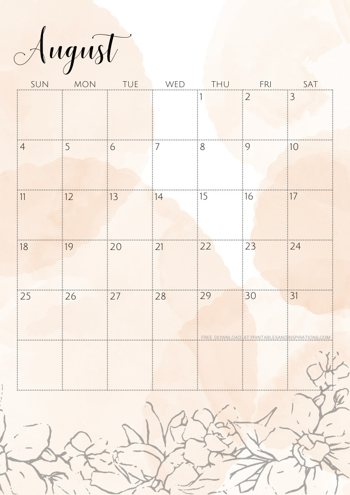 Cute August 2024 Calendar Free Printable - Printables and Inspirations