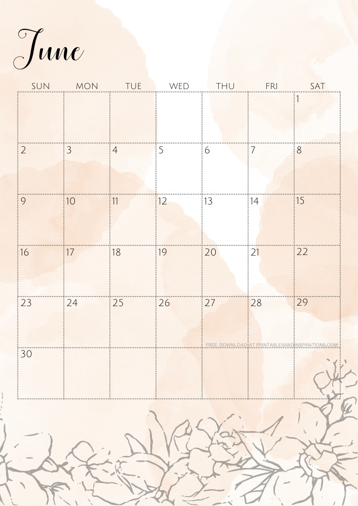 June 2024 Calendar With Flowers - June 2024 Aesthetic Calendar Printable 