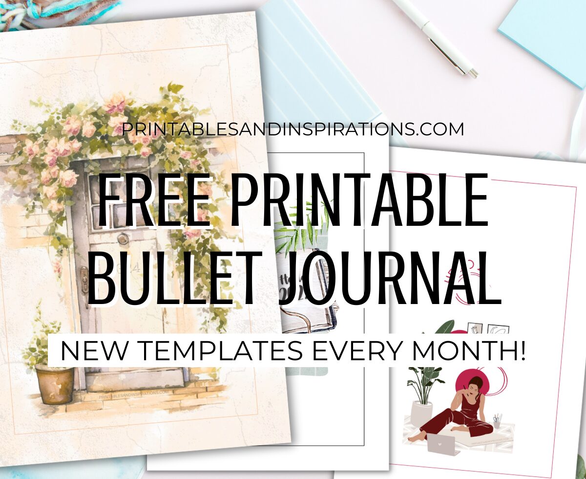 Free Printable 2024 Bullet Journal Setup + new monthly planner templates - Download the PDF file with calendars and more bullet journal printable pages. #printablesandinspirations #bulletjournal #planneraddict
