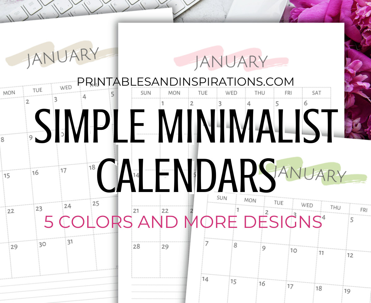 Free 2024 minimalist calendar printable PDF - simple minimalist 2024 calendar #printablesandinspirations #2024calendar #freeprintable