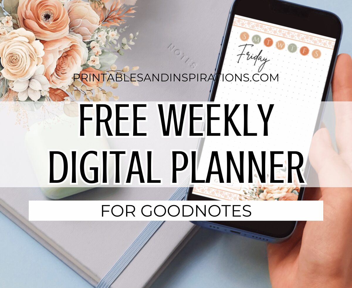 Free Digital Weekly Planner For Goodnotes - with hyperlinks, digital planner for your phone, daily journal, free printable weekly planner #printablesandinspirations #digitalplanner