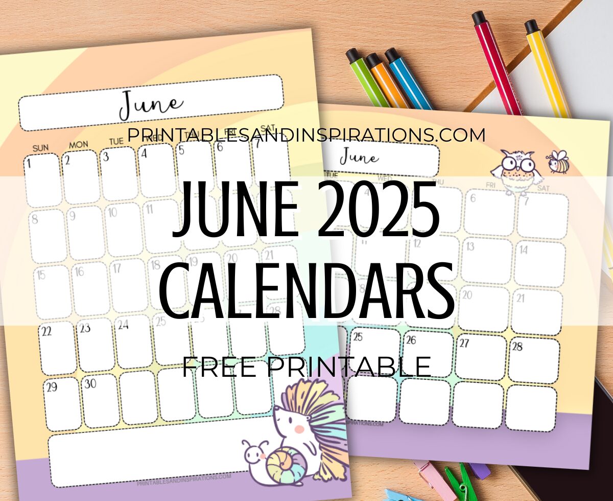 JUNE 2025 CALENDAR MONTHLY PLANNER cute rainbow theme - free printable PDF