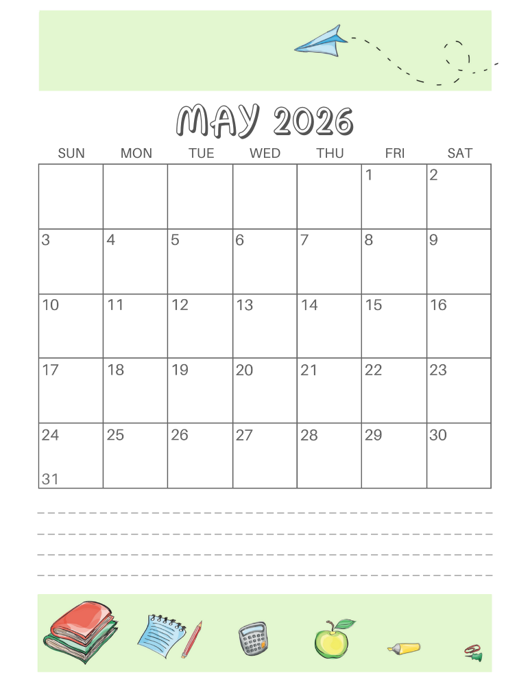 Pretty May 2026 Calendar Free Printable PDF - Printables and Inspirations