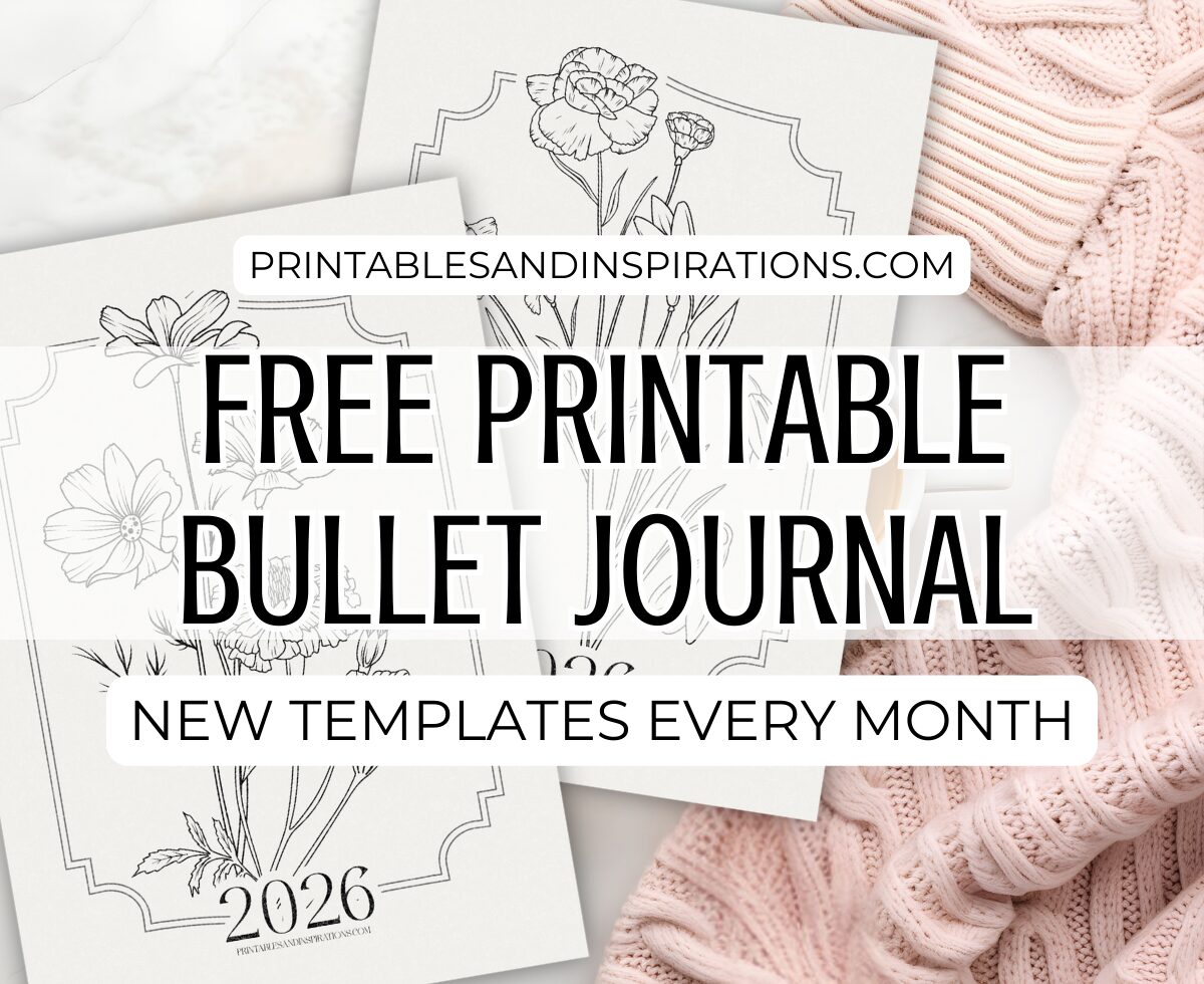 Free Printable 2026 Bullet Journal Setup + new monthly planner templates - Download the PDF file with calendars and more bullet journal printable pages. #printablesandinspirations #bulletjournal #planneraddict