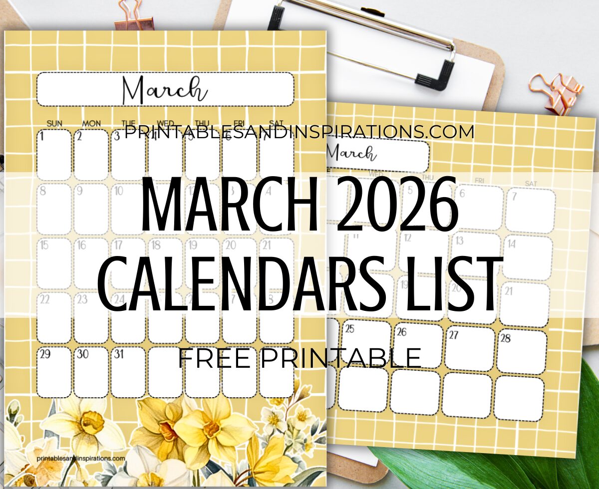 MARCH 2026 calendar free printable monthly planner - You may also download the complete 2026 calendar PDF #printablesandinspirations #freeprintable