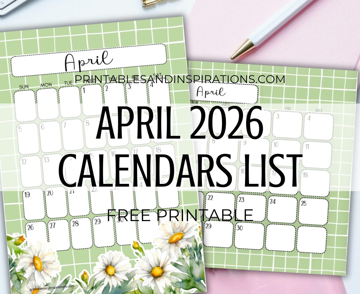 APRIL 2026 calendar free printable monthly planner - You may also download the complete 2026 calendar PDF #printablesandinspirations #freeprintable