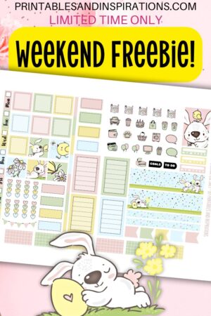 EASTER BUNNIES PLANNER STICKERS - Free printable Hobonichi weeks stickers - planner stickers for Hobonichi Techo - PNG and Silhouette studio files #printablesandinspirations #hobonichi #plannerstickers