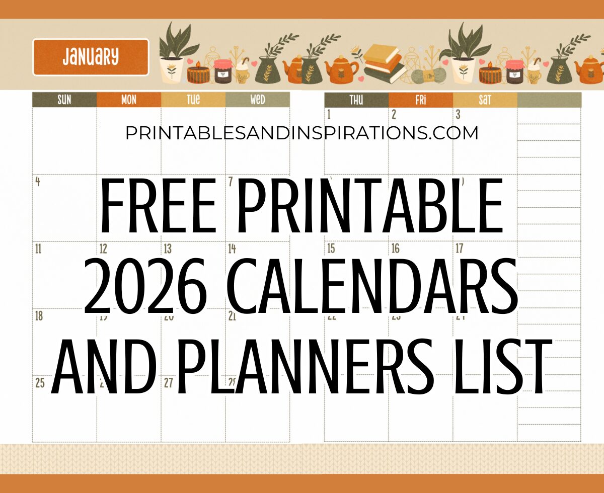 Download 2026 Printable PDF Calendar Templates #printablesandinspirations #2026