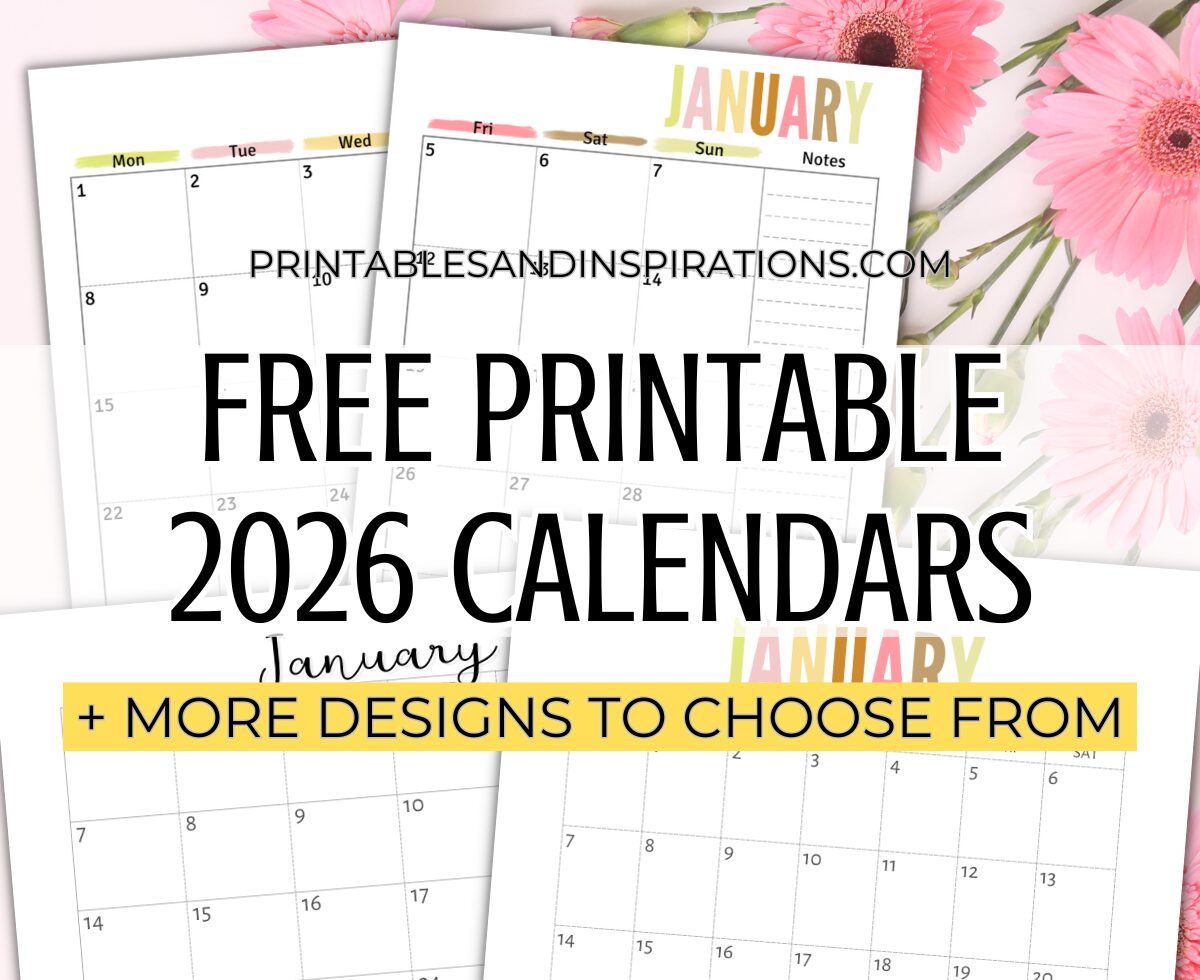 2026 monthly calendar PDF free printable - monthly 2026 calendar planner #printablesandinspirations #2026calendar #freeprintable