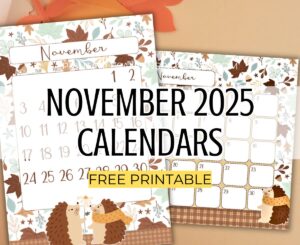 NOVEMBER 2025 CALENDAR MONTHLY PLANNER SPREAD cute FALL theme - free printable PDF