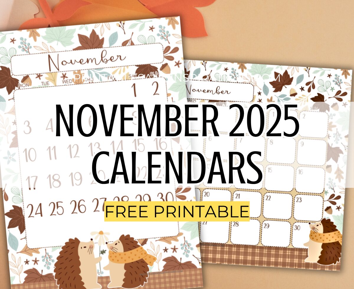 NOVEMBER 2025 CALENDAR MONTHLY PLANNER SPREAD cute FALL theme - free printable PDF