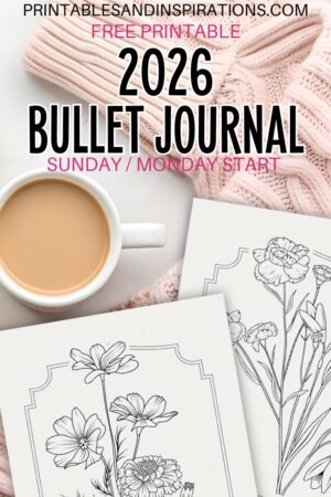 Free Printable 2026 Bullet Journal Setup + new monthly planner templates - Download the PDF file with calendars and more bullet journal printable pages. #printablesandinspirations #bulletjournal #planneraddict