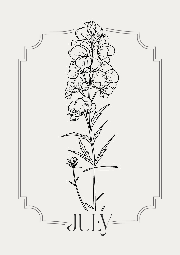 Free printable JULY bullet journal PDF template with floral theme, coloring journal