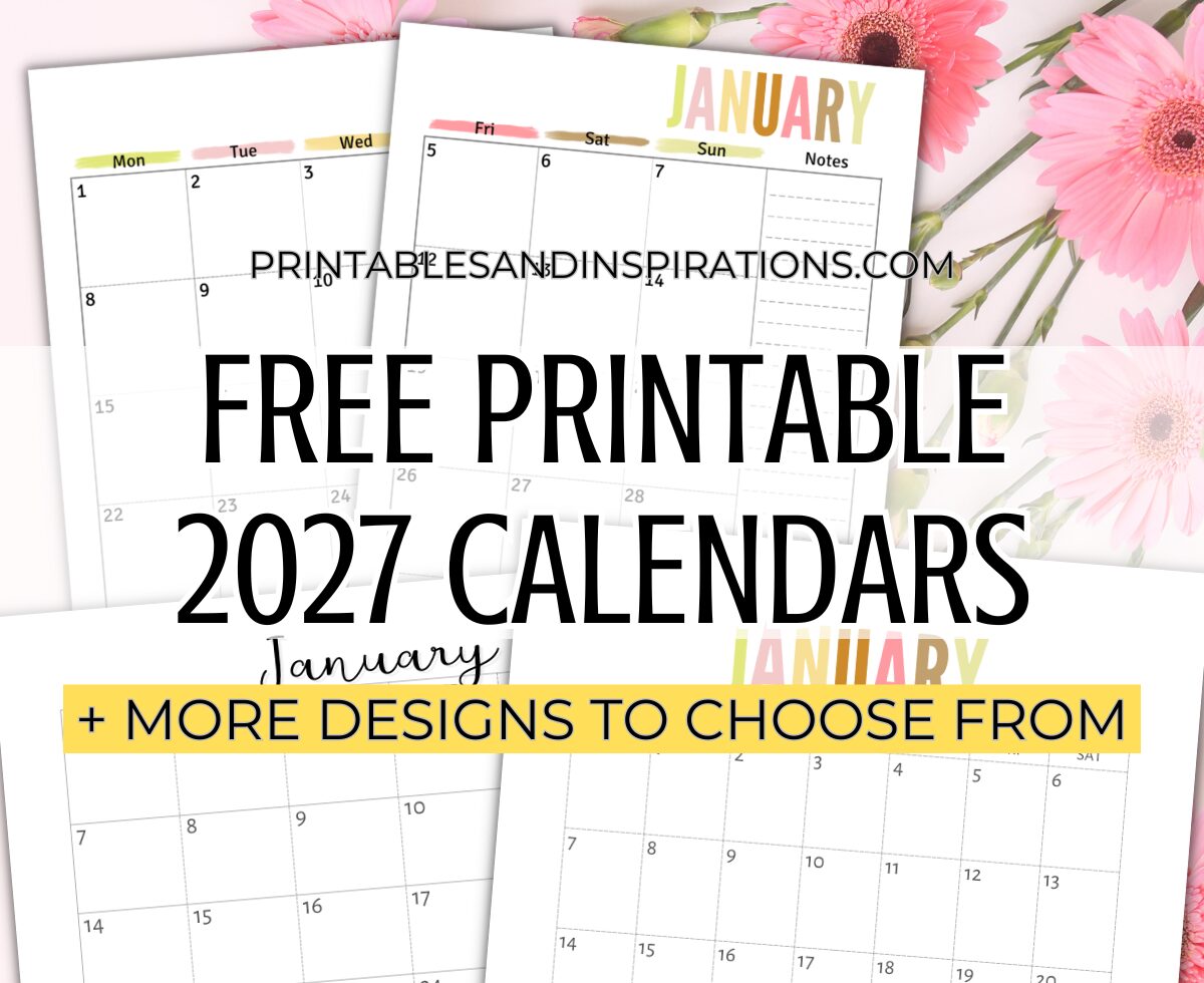 2027 monthly calendar PDF free printable - monthly 2027 calendar planner #printablesandinspirations #2027calendar #freeprintable