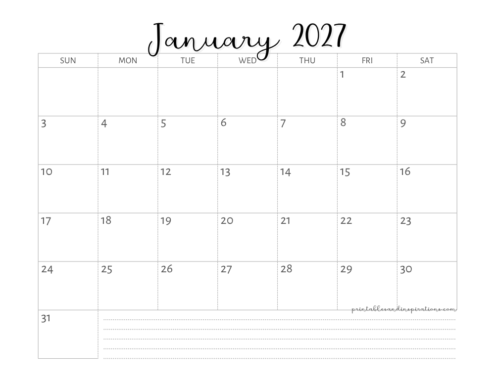 Free Printable 2027 Monthly Calendar Template PDF Printables And free-printable-2027-monthly-calendar-template-pdf-printables-and