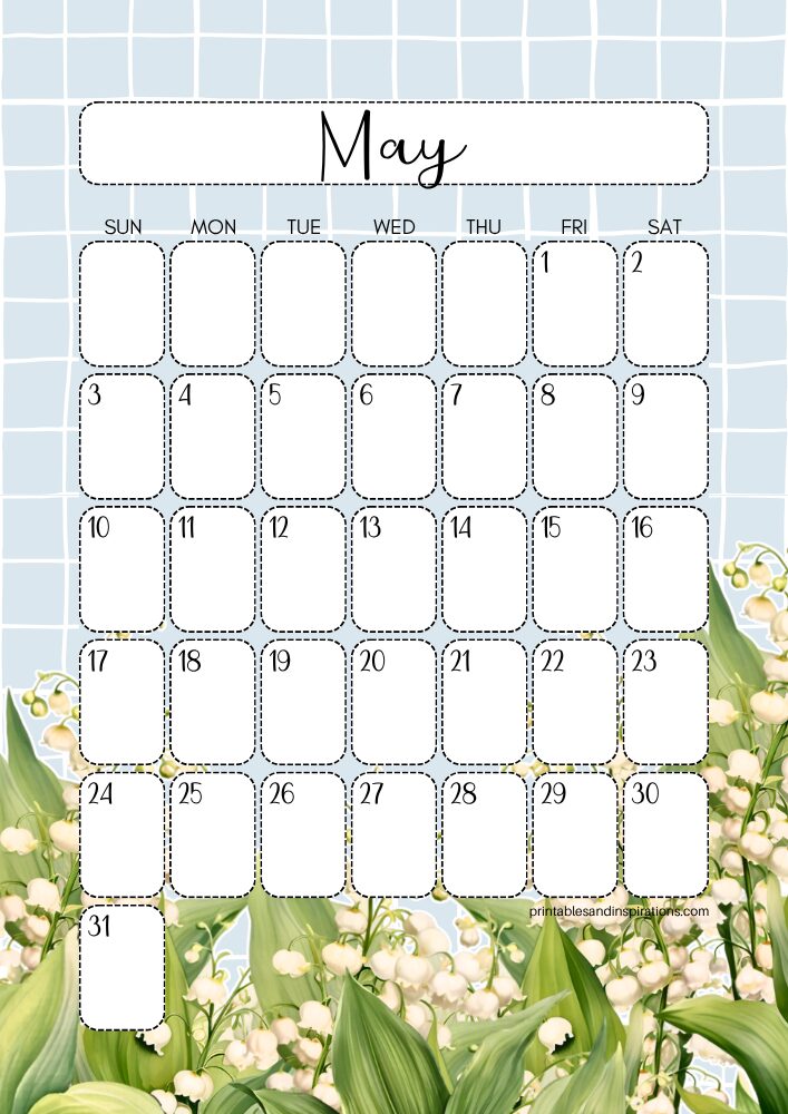Pretty May 2026 Calendar Free Printable PDF - Printables and Inspirations