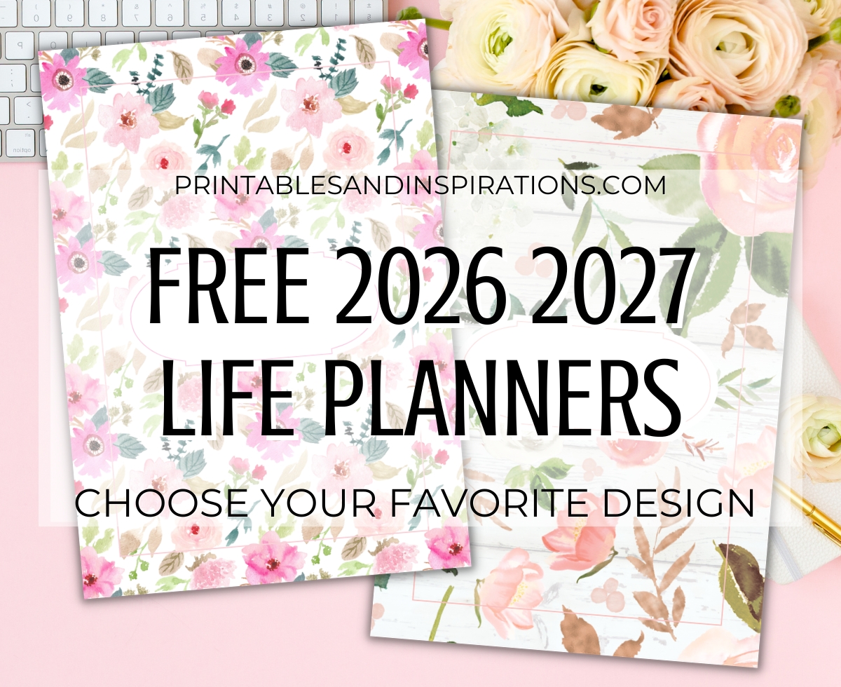 Free Printable Pink Life Planner 2026 2027 - with 2026 2027 monthly calendar and more planner pages. Get your free PDF download now! #freeprintable #printablesandinspirations #pink #planneraddict #plannerlover #bulletjournal